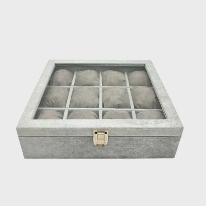 Özel Tasarım Gri 12'li Lüks Saat ve Tesbih Kutusu