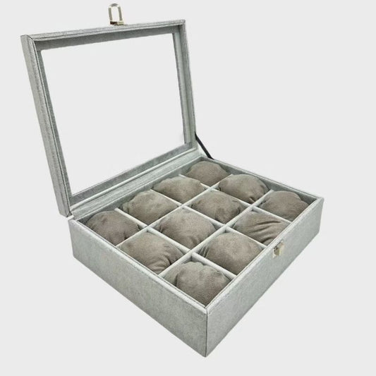 Özel Tasarım Gri 12'li Lüks Saat ve Tesbih Kutusu