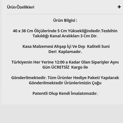 Lüks El Yapımı Cam Kapaklı Tesbih Kutusu | 21 Bölmeli Ahşap