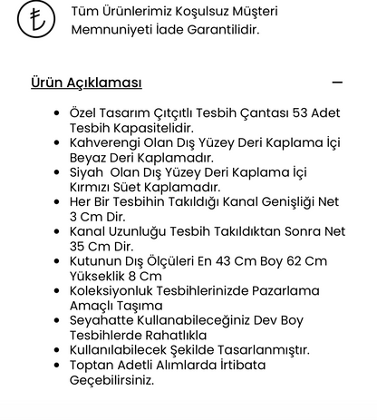 koleksiyonkutu 53’lü VIP Özel Tasarım Çıtçıtlı Tesbih Çantası 53’lü VIP Özel Tasarım Çıtçıtlı Tesbih Çantası