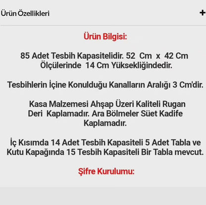 Osmanlı Armalı 85'li Lüks Tesbih Çantası | VIP Koleksiyon